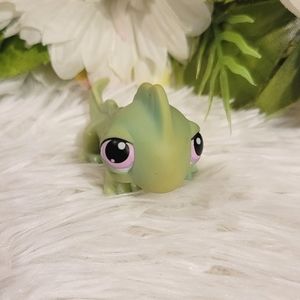 2/$10 Littlest Pet Shop Authentic LPS #374 Green Iguana Lizard Purple Eyes